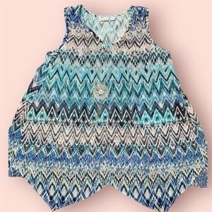 Kim Rogers top size petite large built-in necklace womens